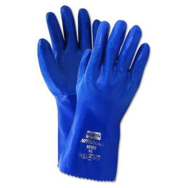 Honeywell North NitriKnit NK803 Supported Gloves Rough Finish Nitrile Gloves, 12PK NK803/10